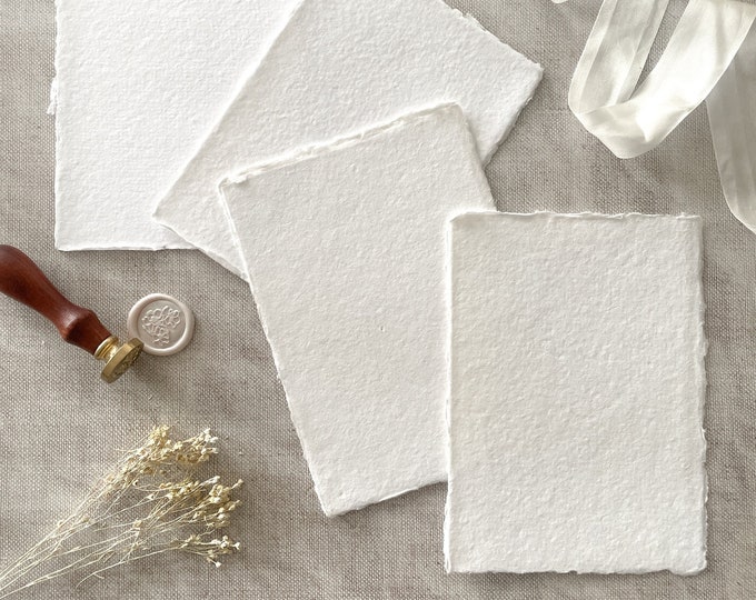 A4 Handmade Paper in Premium White. PACK OF 5 SHEETS. Recycled Cotton ...
