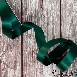 Dark Forest Green Double Satin Ribbon, Berisfords Recycled ECO
