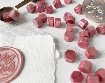 Small Wax Beads in Dusky Pink | Makes 10 - 15 Wax Seals | Pearlised Sealing Wax to Make Wax Seals | Plastic Free and Biodegradable