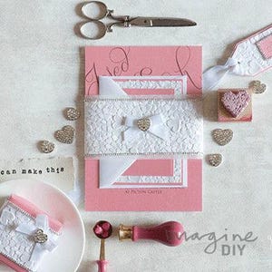 Hearts Embossed Paper Snow White  ImagineDIY