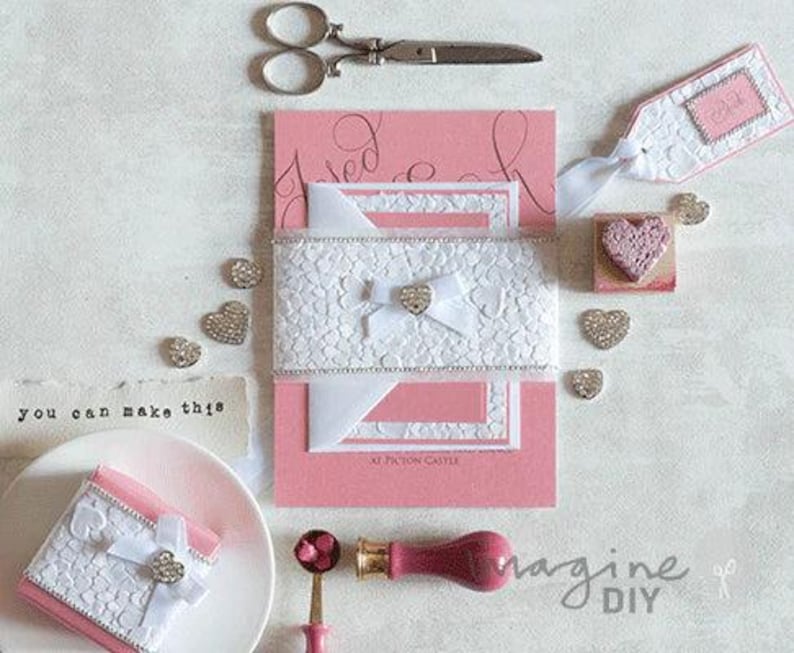 Hearts Embossed Paper Snow White  ImagineDIY