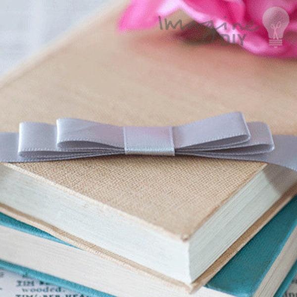 Flat Bow in Silver | Ready Made Bows in Silver Satin Ribbon | Perfect to Decorate Wedding Invitations, Stationery, Gift Wrap etc.