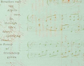 Papel de canción de amor. PAQUETE DE 5 . Papel decorativo. Papel estampado. Papel A4 .