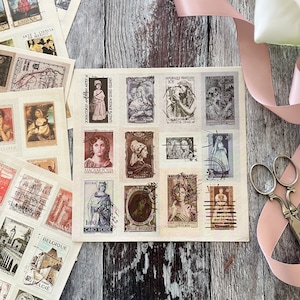 Conjunto de Pegatinas de Sellos Estilo Vintage / pegatinas de sellos decorativos / sellos del mundo / Pack de pegatinas artesanales