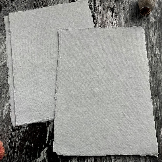 Handmade Paper in Light Grey. PACK OF 5 SHEETS. Recycled