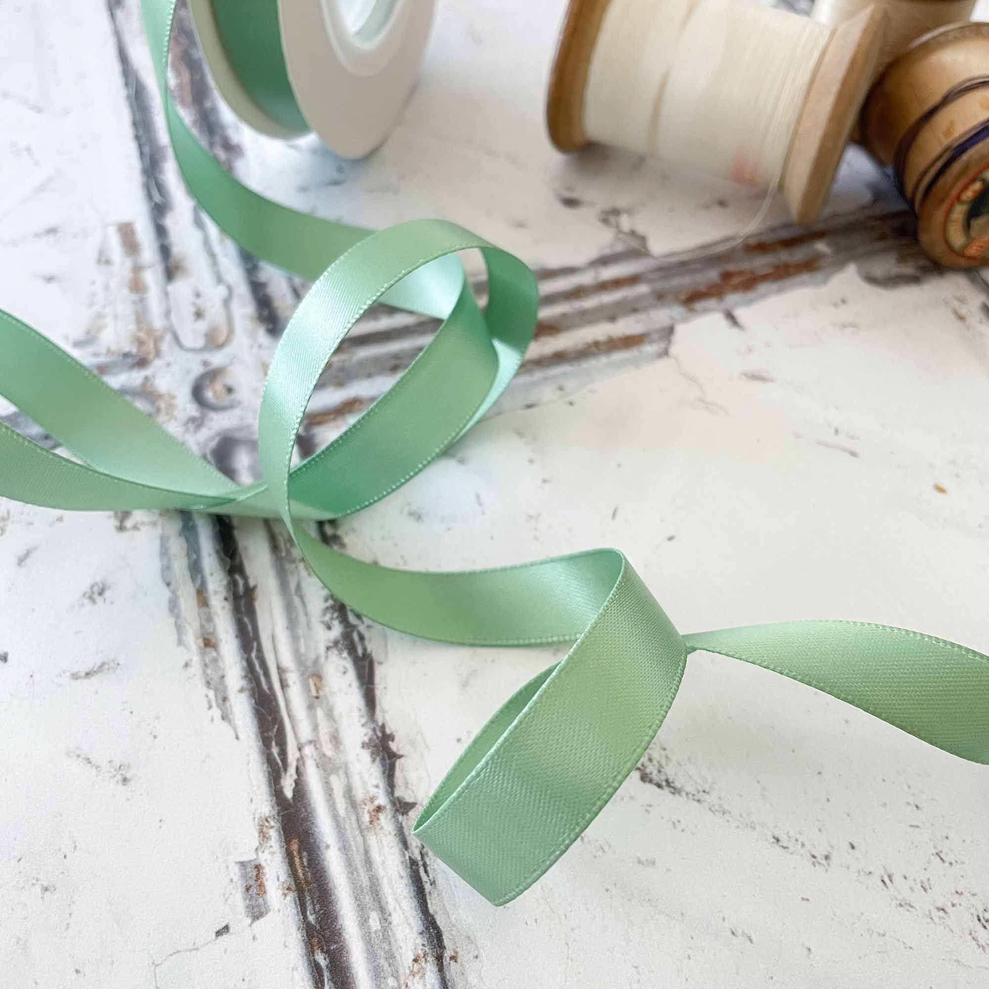 Buy Sage Green Satin Ribbon 20mm x 15m for GBP 1.00