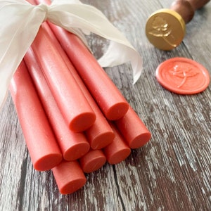 Lacre Coral / Barras de cera de 11 mm para hacer sellos de lacre / Lacre grande para pistola de pegamento / Sin plástico / Biodegradable