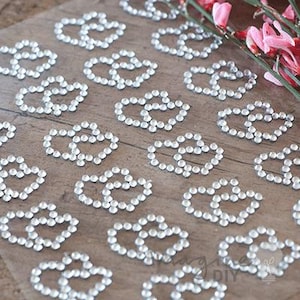 Twin Hearts Self Adhesive Crystal Stickers (Sheet of 20) | Stick on Crystal Hearts | Double Heart Stickers | Self Adhesive Rhinestone Hearts