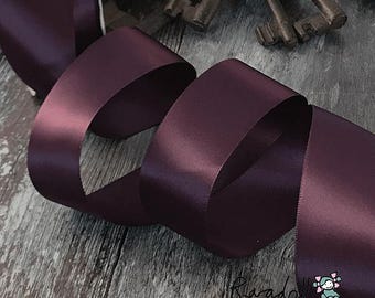 Shadow Purple Satin Ribbon | Augergine Colour Satin Ribbon in Various Widths | 6mm, 13mm, 16mm, 19mm, 25mm, 38mm or 100mm wide