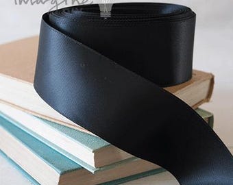 Black Satin Ribbon | Roll of Black Satin Ribbon in Various Widths | 13mm, 16mm, 19mm, 25mm, 38mm or 100mm wide | Wedding Chair Cover Ribbon