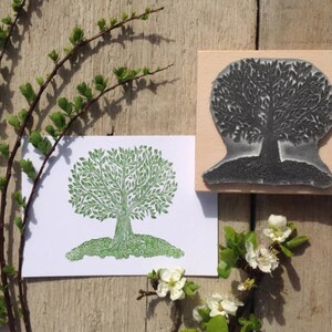 Lino Cut Tree Rubber Stamp Ink Stamp Decorative stamp 9cm X 9cm stamp Rubber Stamp Craft Stamp image 2