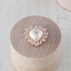 Coração Pequeno de Pérola e Cristal - Ouro Rosa | PACOTE DE 5 | Enfeite em forma de coração pequeno para convites de casamento DIY, confecção de cartões e artesanato