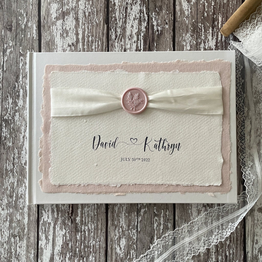 Blank Boxed Guest Book in Pearlised White DIY Guest Book Etsy