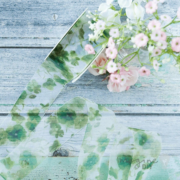 Bellefleur Floral Organza Green | Chiffon Ribbon with Green Flower Pattern