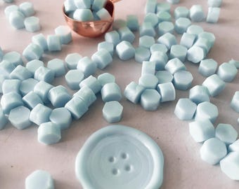 Sealing Wax BEADS in Aquamarine | Aqua Blue Wax to Make Wax Seals | Makes 10 - 15 Wax Seals | Biodegradable and Plastic Free