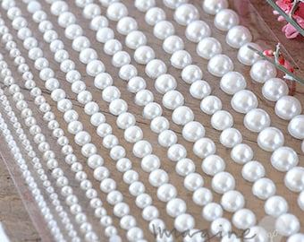 400 Self Adhesive Pearls 6mm Small Round Pearl Stick On Adhesive Beads  Embellishment (Metallic Silver)