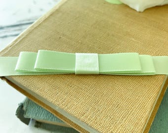 Flat Bow in Seafoam Green | Light Green Satin Bow | Perfect to Decorate Wedding Invitations, Stationery, Gift Wrap and More.