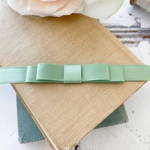 Flat Bow in Sage Green | Single or Double Loop Elegant Bow for Decorating Wedding Invitations, Stationery, Gift Wrap and More