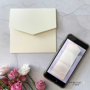 Invitación de bolsillo con firma de tarjeta de marfil perlado / PAQUETE DE 5 / / Invitación plegable de bolsillo en blanco en marfil / Invitación de boda DIY