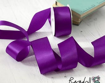 Royal Purple Satin Ribbon | Roll of Cadbury's Purple Colour Ribbon in Various Widths | 16mm, 25mm or 38mm wide