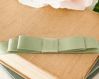 Fiocco piatto in muschio primaverile / Fiocchi in raso verde pronti all'uso / Decorazione per inviti di nozze, cancelleria, carta da regalo e altro ancora