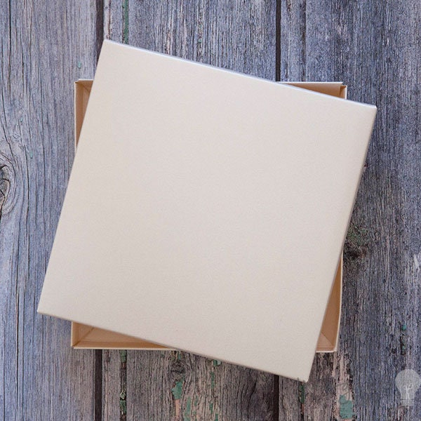 Square Card Box Pearlised Ivory | Greetings Card Box | Invitation Box | Presentation Boxes | Flat Pack boxes in Ivory