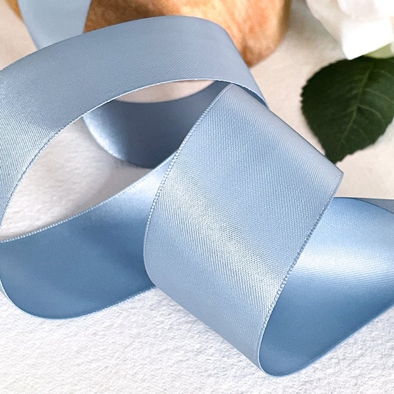 Baby Blue Satin Radiance Ribbon with Silver Shimmer - By the Yard