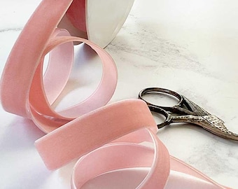 Cinta de terciopelo rosa mármol / Cinta de terciopelo rosa claro de Vivant / Disponible en anchos de 6 mm, 9 mm o 15 mm