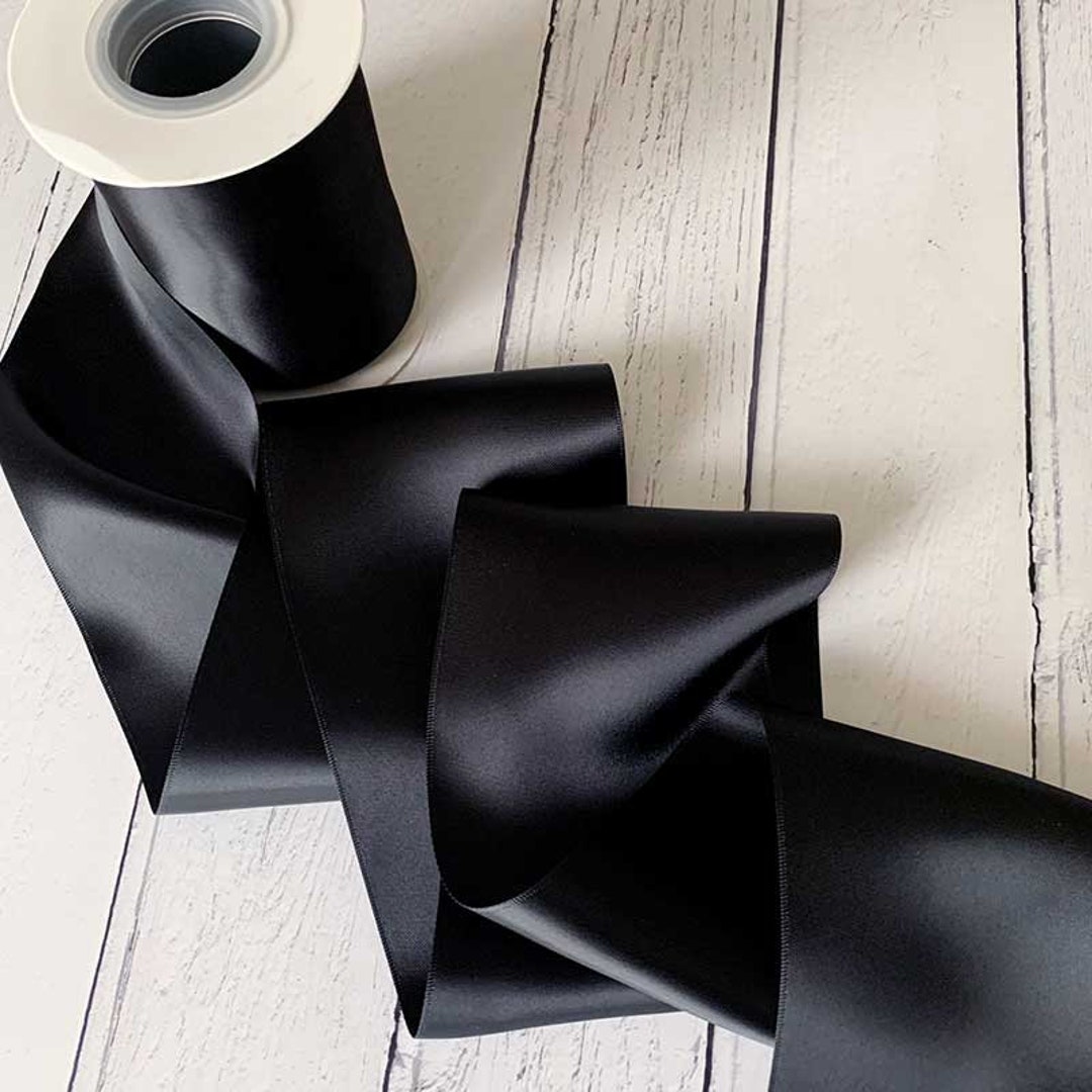 Black Satin Ribbon Roll of Black Satin Ribbon in Various Widths 13mm ...