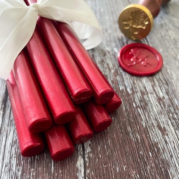 Burgundy Sealing Wax |  11mm Wax Sticks to Make Wax Seals and Stamps | Large Glue Gun Wax Sticks | Pearlised Burgundy | Plastic Free