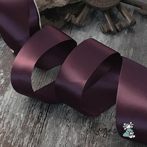 Fita de cetim roxa Shadow | Fita de cetim Augergine Color em várias larguras | 6 mm, 13 mm, 16 mm, 19 mm, 25 mm, 38 mm ou 100 mm de largura