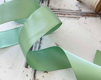 Sage Green Satin Ribbon | Fresh Green Ribbon in a Variety of Widths | 6mm, 13mm, 16mm, 19mm, 25mm or 38mm wide