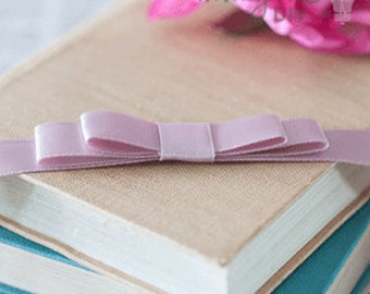 Flat Bow in Dusky Pink | Flat Bow with Single or Double Loop | Dusky Pink Satin Bow for Decorating Wedding Invitations, Stationery, etc.