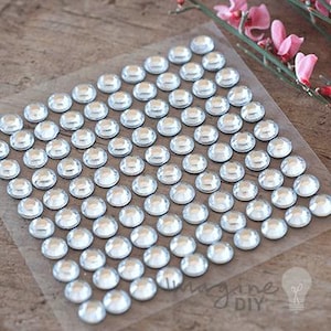 Zelfklevende kristallen van 6 mm (vel van 100) - zelfklevende kristallen | Strassstickers | ronde stok op kristallen | DIY-uitnodigingsdecoratie