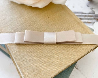 Flat Bow in Taupe | Neutral Colour Decorative Satin Bow | Ready Made Bows for Wedding Invitations, Stationery, Gift Wrap and More