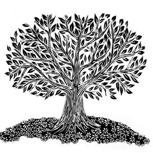 Lino Cut Tree Rubber Stamp Ink Stamp Decorative stamp 9cm X 9cm stamp Rubber Stamp Craft Stamp image 3