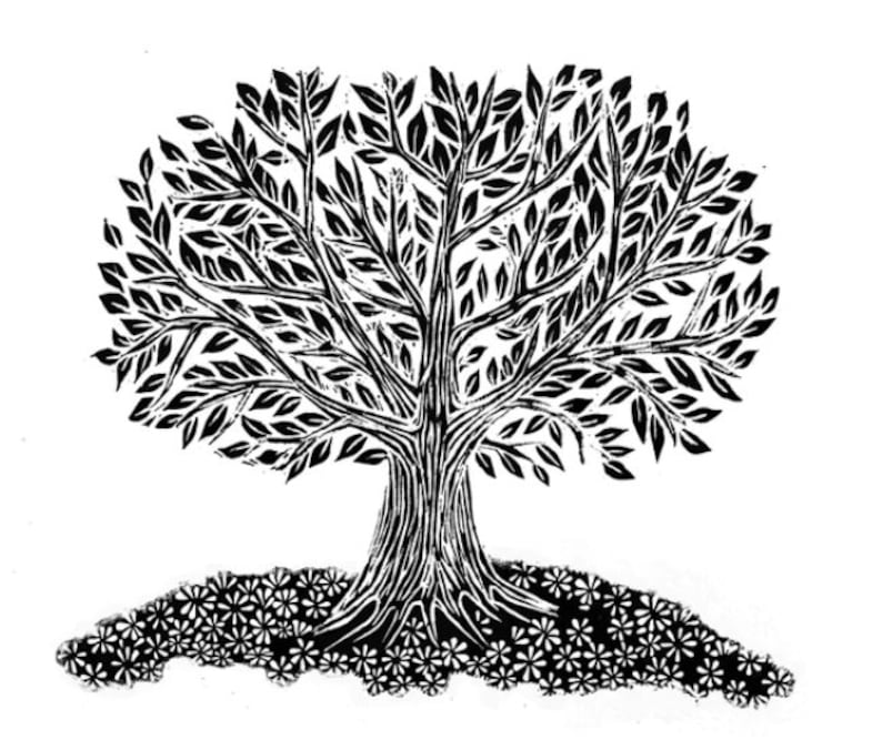 Lino Cut Tree Rubber Stamp Ink Stamp Decorative stamp 9cm X 9cm stamp Rubber Stamp Craft Stamp image 3