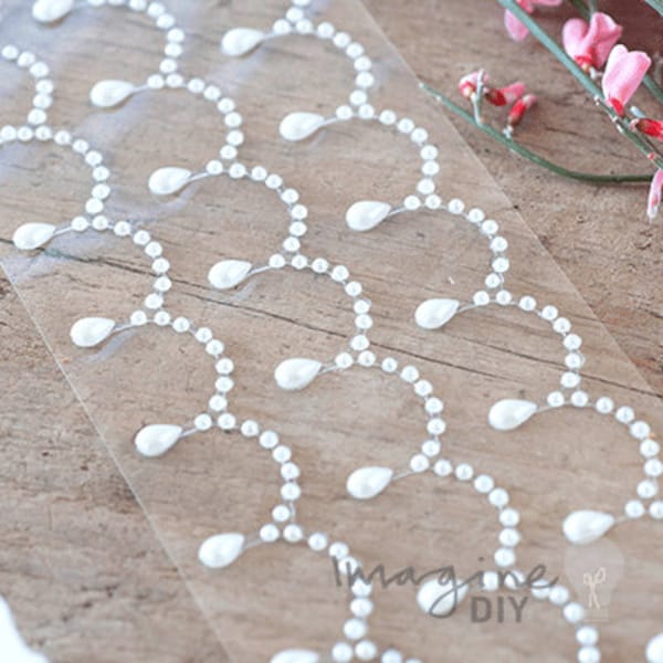 Venice Pearl - Lignes autocollantes | Stickers décoratifs en perles | Stickers jolies gouttes de perles | coller sur des rangées de perles | Décoration d'invitation