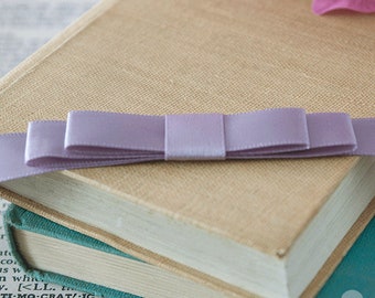 Flat Bow in Dusky Lilac | Single or Double Loop Pre Made Bows for Wedding Invitations, Gift Wrapping and Stationery etc.