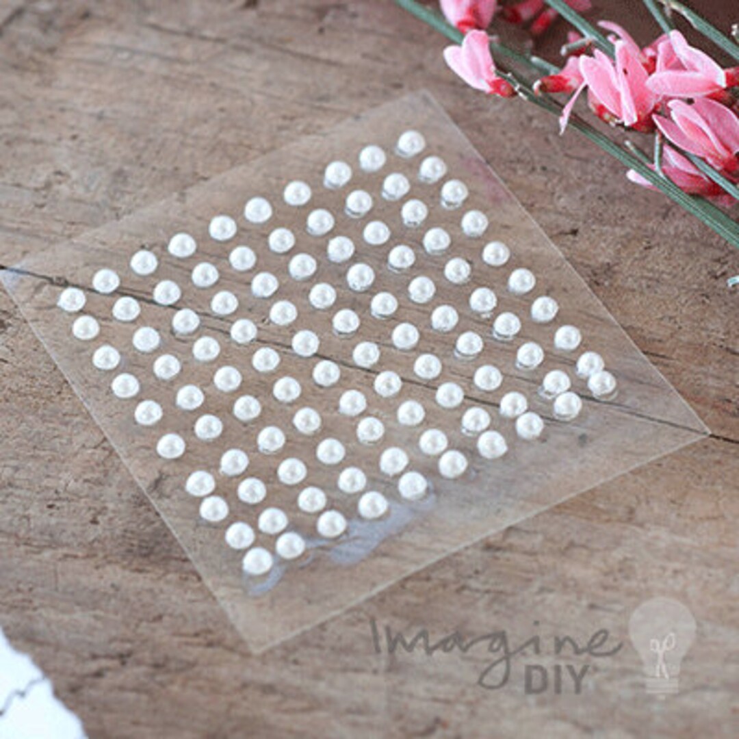 6mm Self Adhesive Pearls sheet of 100 Stick on Pearls Decorative Pearl  Stickers DIY Invitation Decorations Card Making 
