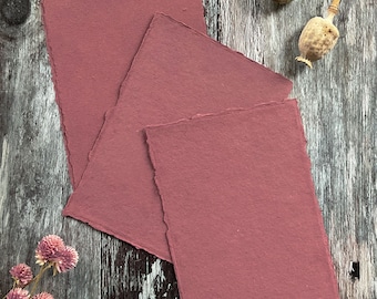5"x7" Handmade Paper in Dusky Rose | PACK OF 5 SHEETS | Eco Friendly Recycled Cotton Rag Paper with Deckled Edge | 150 gsm