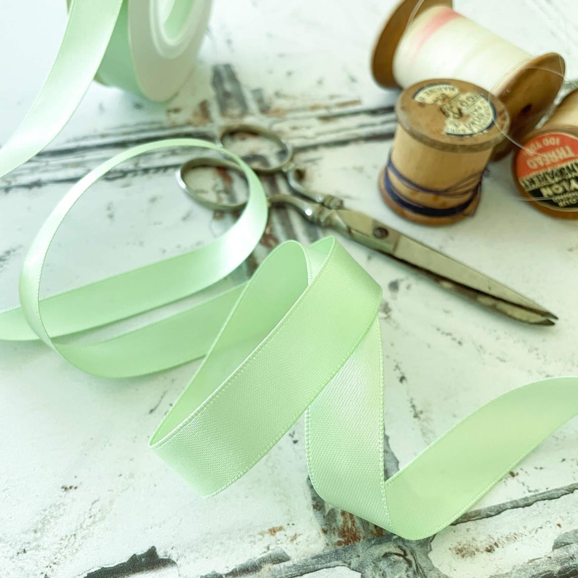 Seafoam Green Satin Ribbon | Pale Green Ribbon in Various Widths | 6mm ...