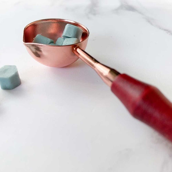Large Wax Melting Spoon - Copper with Rose Gold Handle | Sturdy spoon for melting wax and Making Wax Seals | Wax Stamp Supplies | Tool