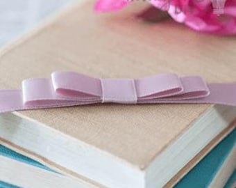 Fiocco piatto rosa antico / Fiocco piatto con anello singolo o doppio / Fiocco in raso rosa antico per decorare inviti di nozze, cancelleria, ecc.