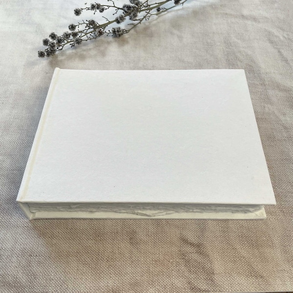 Large White Handmade Paper Guest Book made from 100% Recycled Cotton Rag Paper - 100 Pages