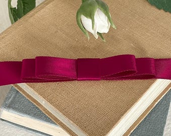 Fiocco piatto in rosso vino / Fiocco decorativo con anello singolo o doppio in raso rosso scuro / Fiocco decorativo per inviti di nozze, cancelleria, ecc.