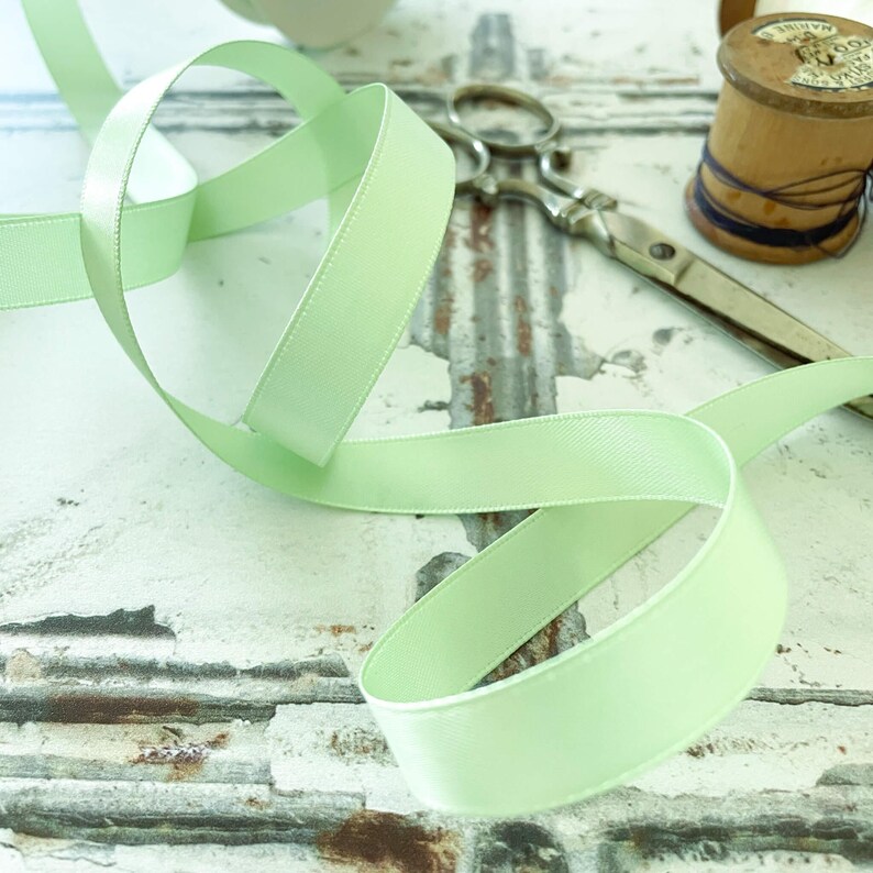 Seafoam Green Satin Ribbon | Pale Green Ribbon in Various Widths | 6mm ...