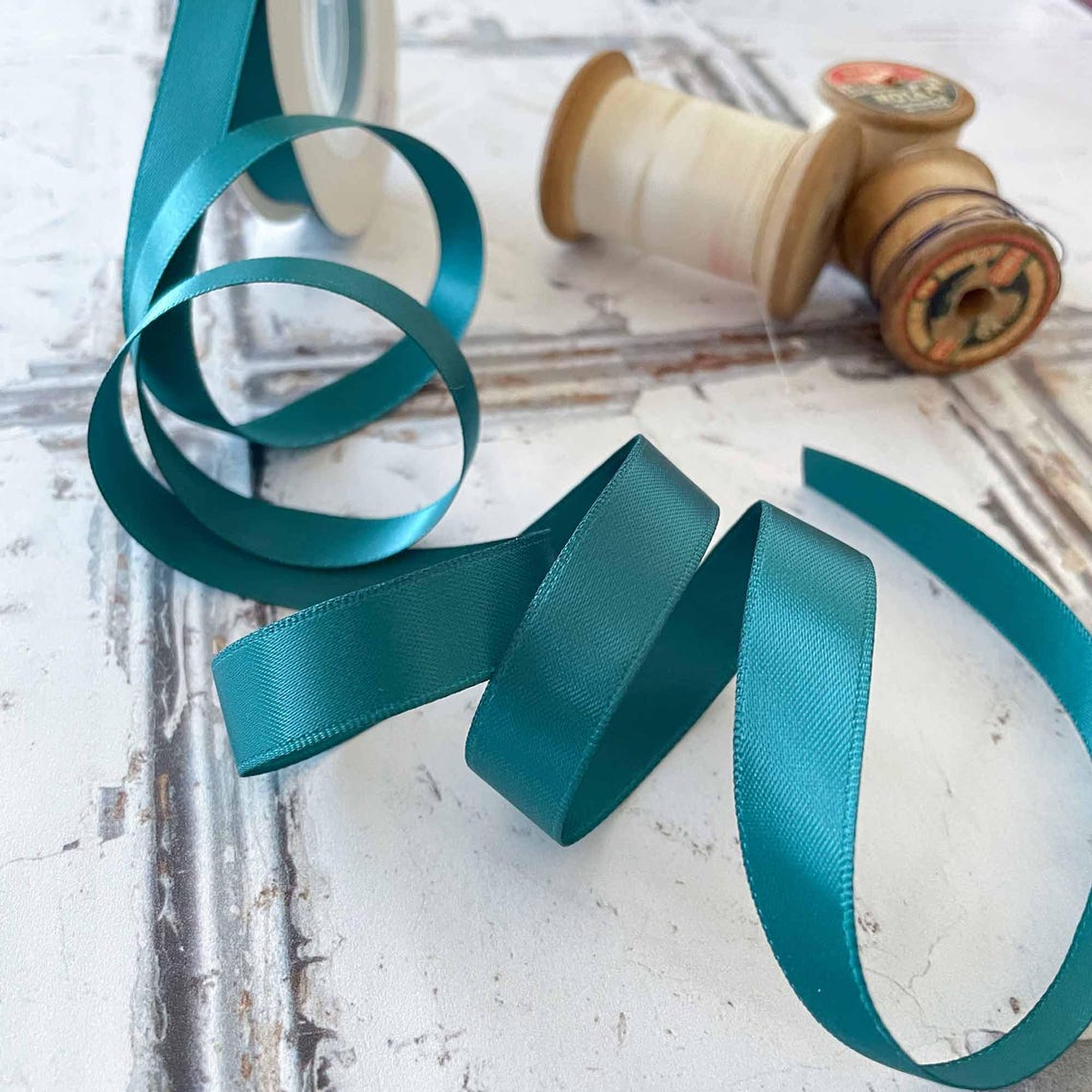 Teal Satin Ribbon | Roll of Teal Green Ribbon in Various Widths | 6mm ...