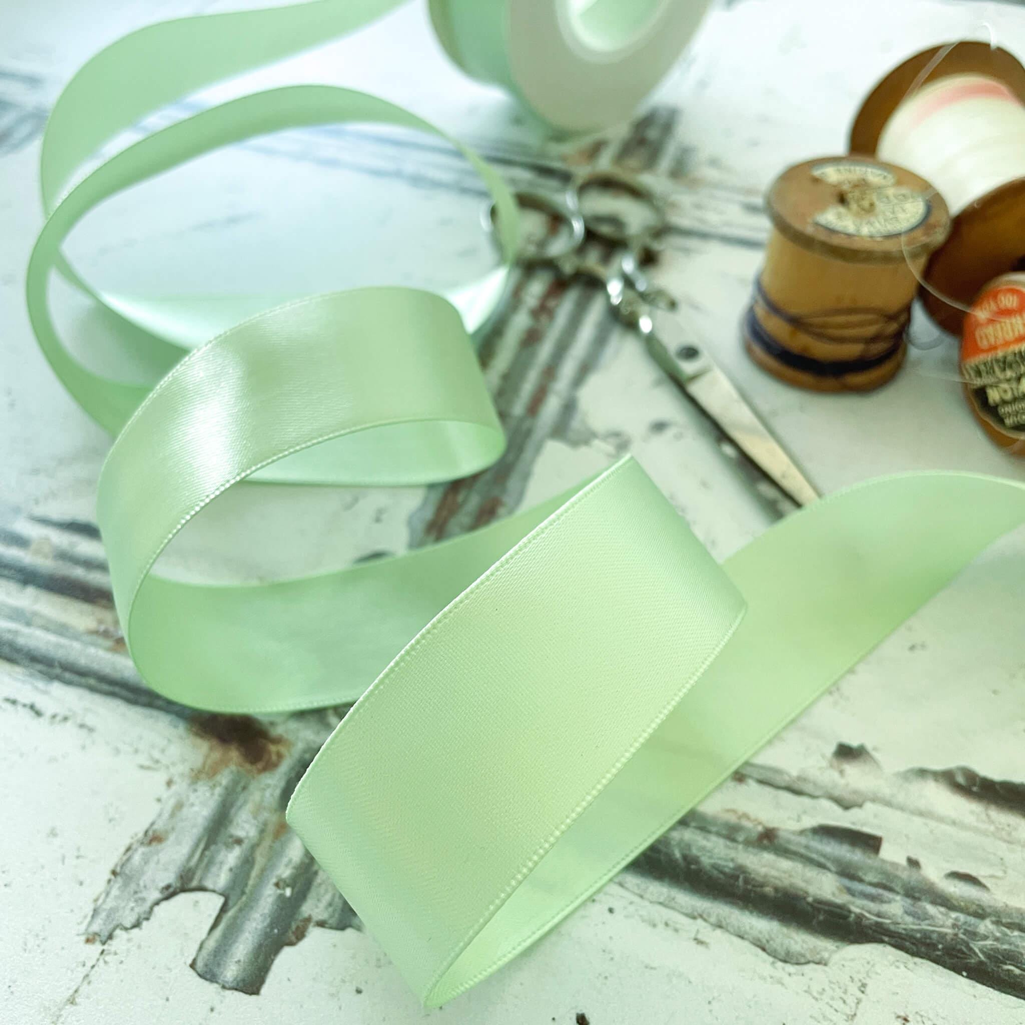 Seafoam Green Satin Ribbon | Pale Green Ribbon in Various Widths | 6mm ...