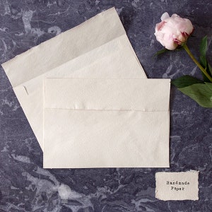 c5 handmade paper envelope | PACK OF 5 | Recycled paper envelopes made from cotton rag | Invitation envelopes